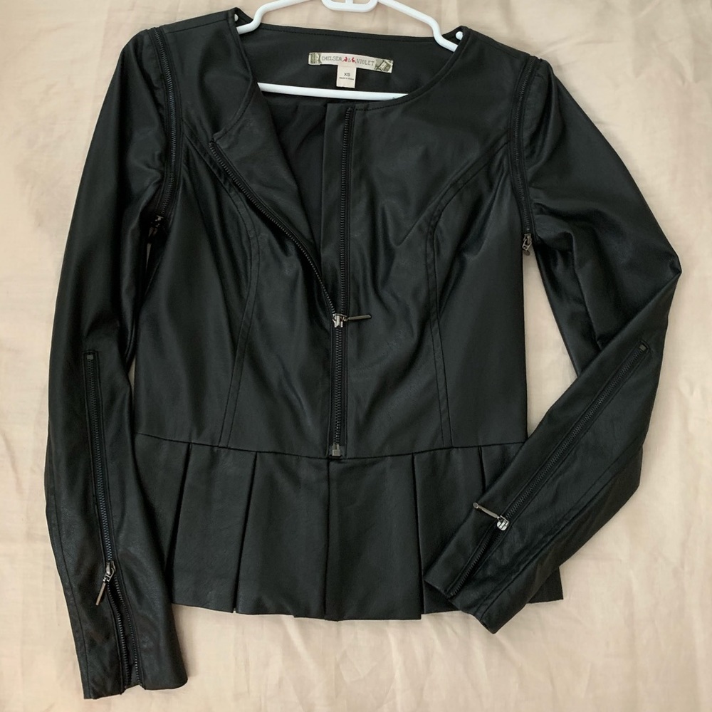 Chelsea & Violet Faux Leather Peplum Vest & Jacket